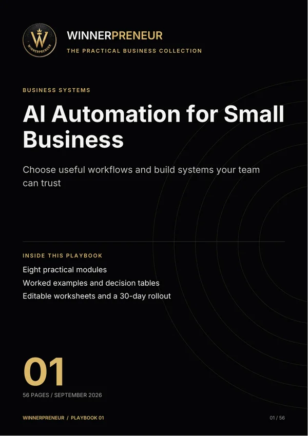 AI Automation for Small Business - Winnerpreneur illustrated playbook cover