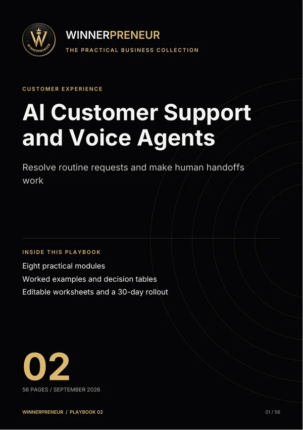 AI Customer Support and Voice Agents - Winnerpreneur illustrated playbook cover