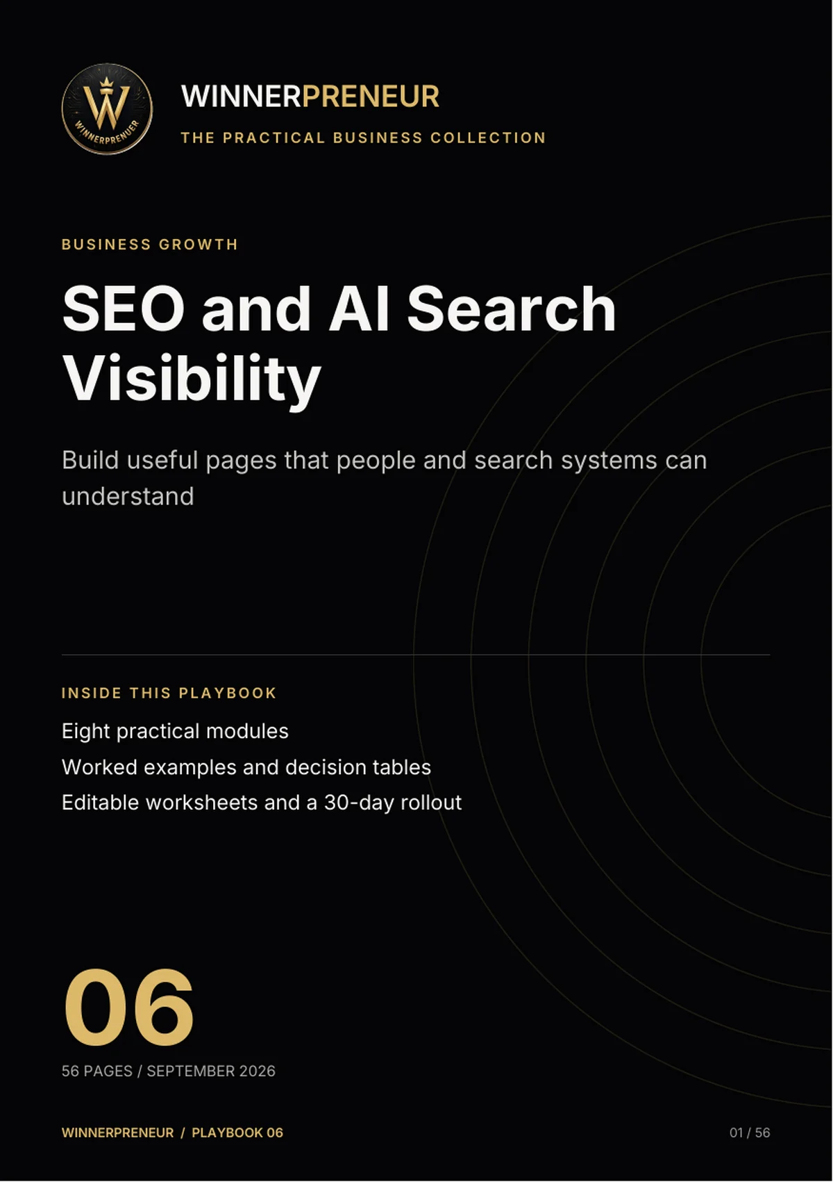 SEO and AI Search Visibility - Winnerpreneur illustrated playbook cover
