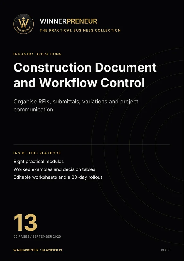 Construction Document and Workflow Control - Winnerpreneur illustrated playbook cover
