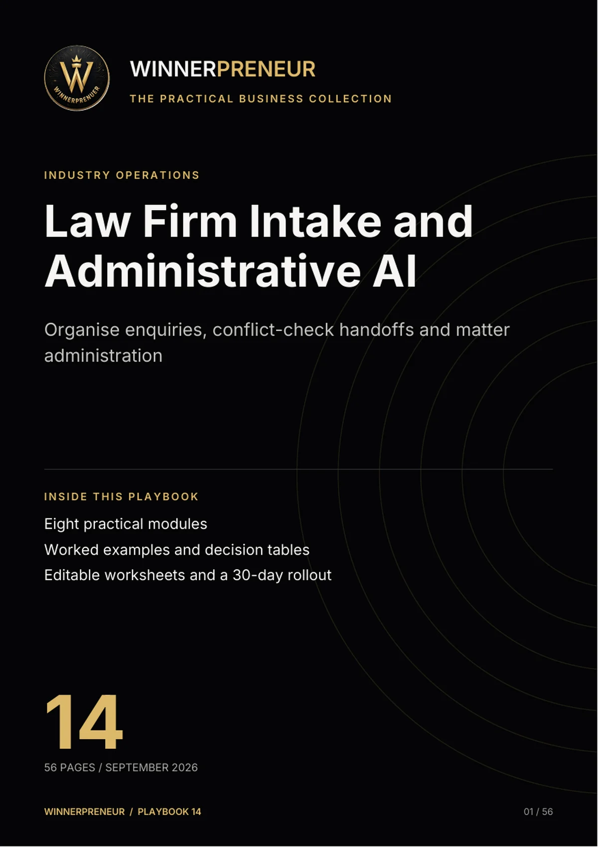 Law Firm Intake and Administrative AI - Winnerpreneur illustrated playbook cover