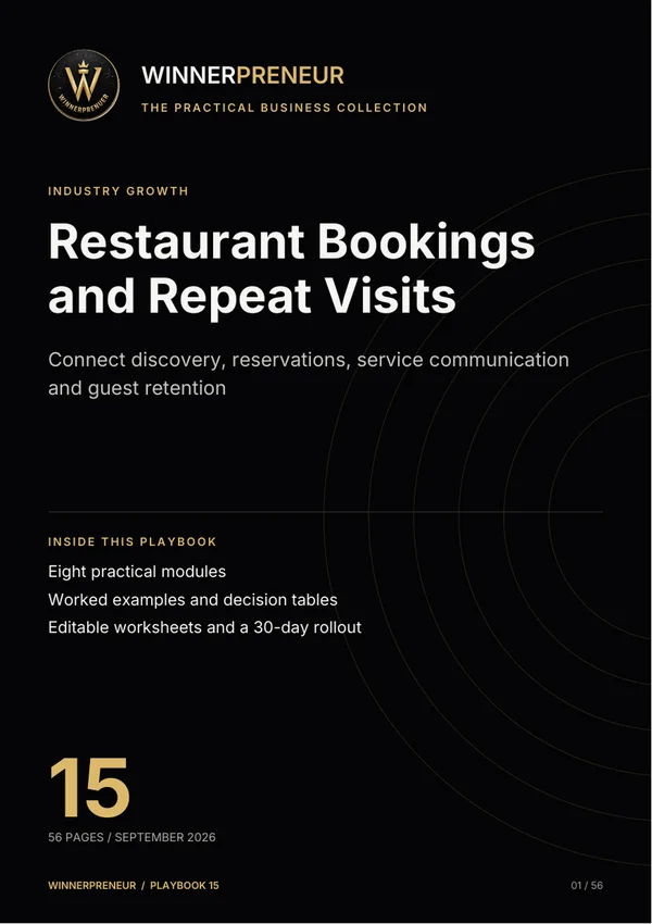 Restaurant Bookings and Repeat Visits - Winnerpreneur illustrated playbook cover
