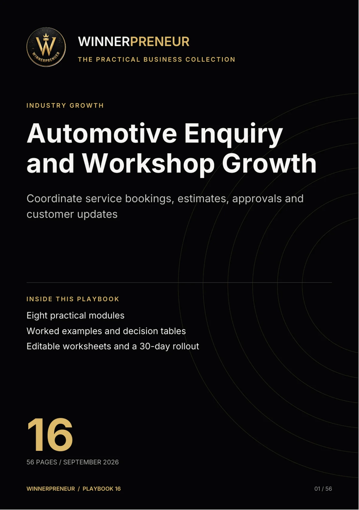 Automotive Enquiry and Workshop Growth - Winnerpreneur illustrated playbook cover