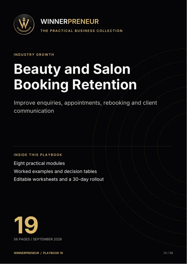 Beauty and Salon Booking Retention - Winnerpreneur illustrated playbook cover