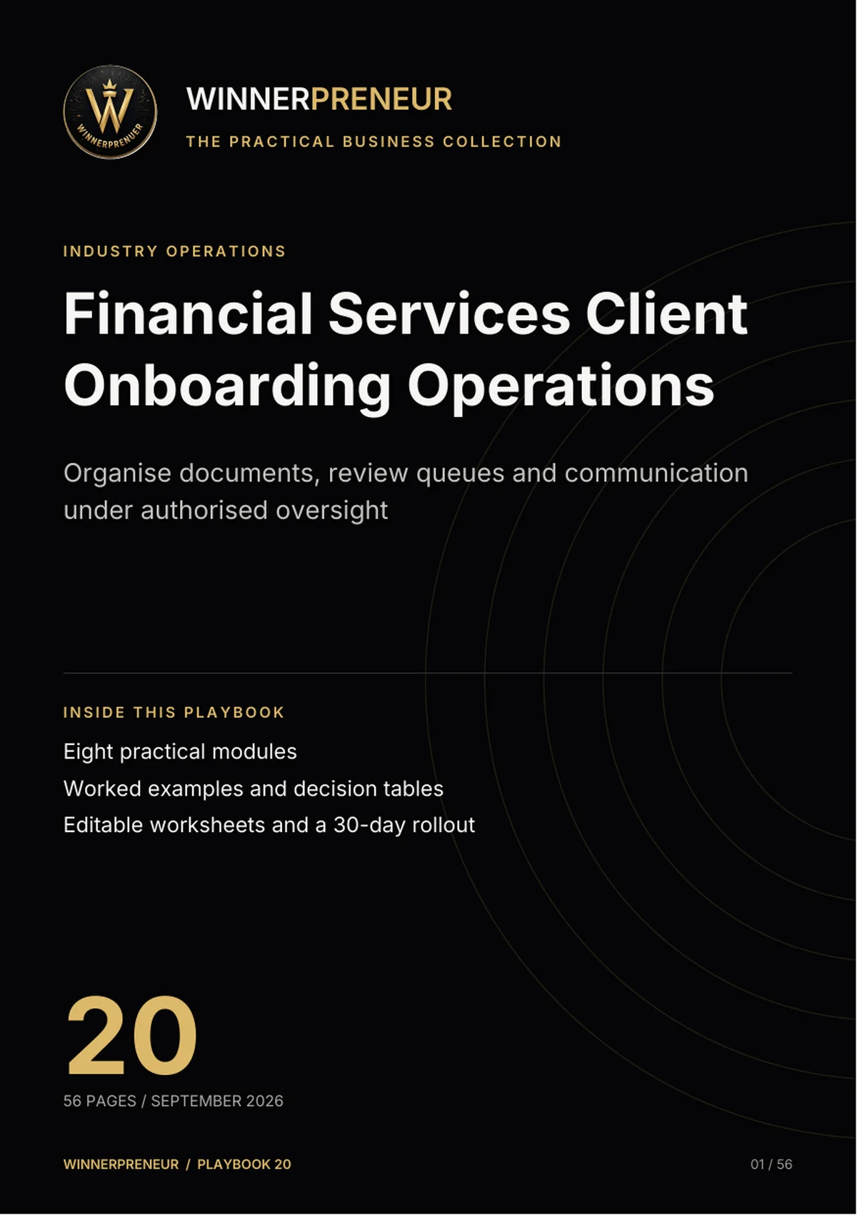 Financial Services Client Onboarding Operations - Winnerpreneur illustrated playbook cover